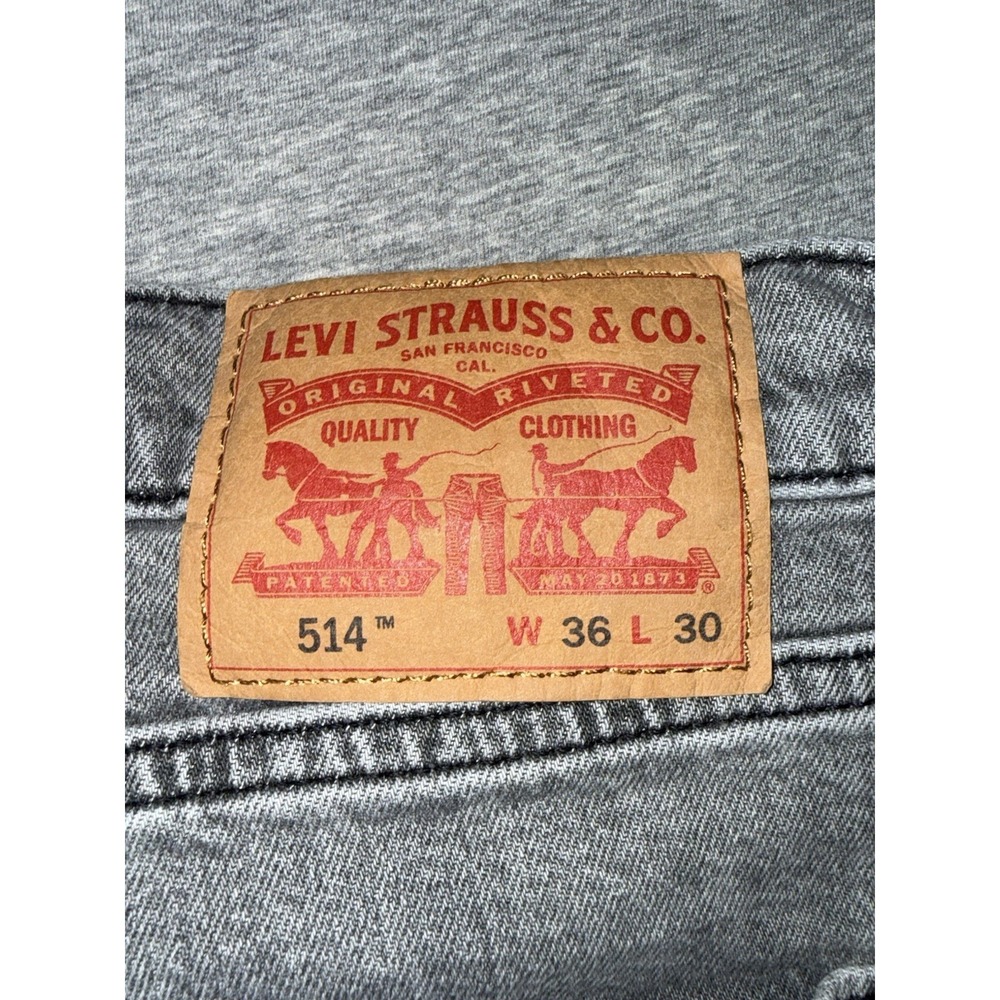 Levi 514 Mens Straight Fit Gray Jeans Size 36x30 Denim Pant Stretch Buttery Soft - Picture 7 of 13